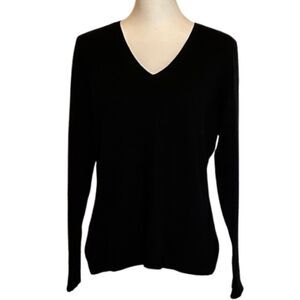Prive Cashmere Sweater V Neck Long Sleeves Soft Womens Size L Old Money Casual